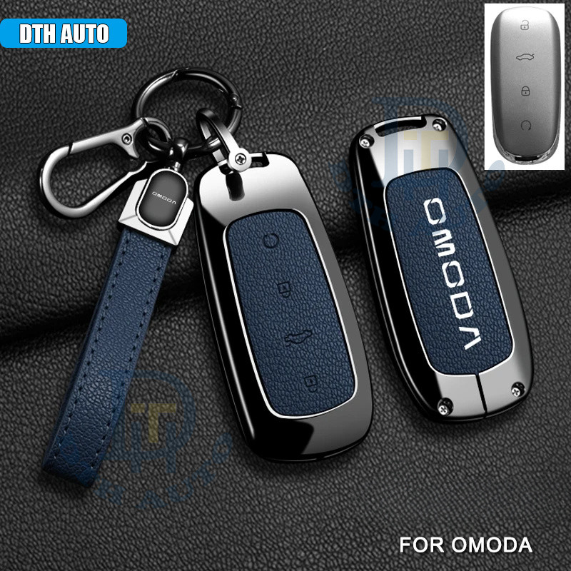 Capa de Chave Remota DTH em Liga de Zinco e Couro com Corrente para Chery OMODA 5 2023, Acessórios de Interior Automotiv