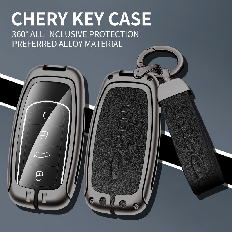 Protetor De Chave Inteligente De Partida Remota De 4 Botões Para Chery Omoda 5 Tiggo 7 Pro 8 Liga De Zinco Couro TPU She