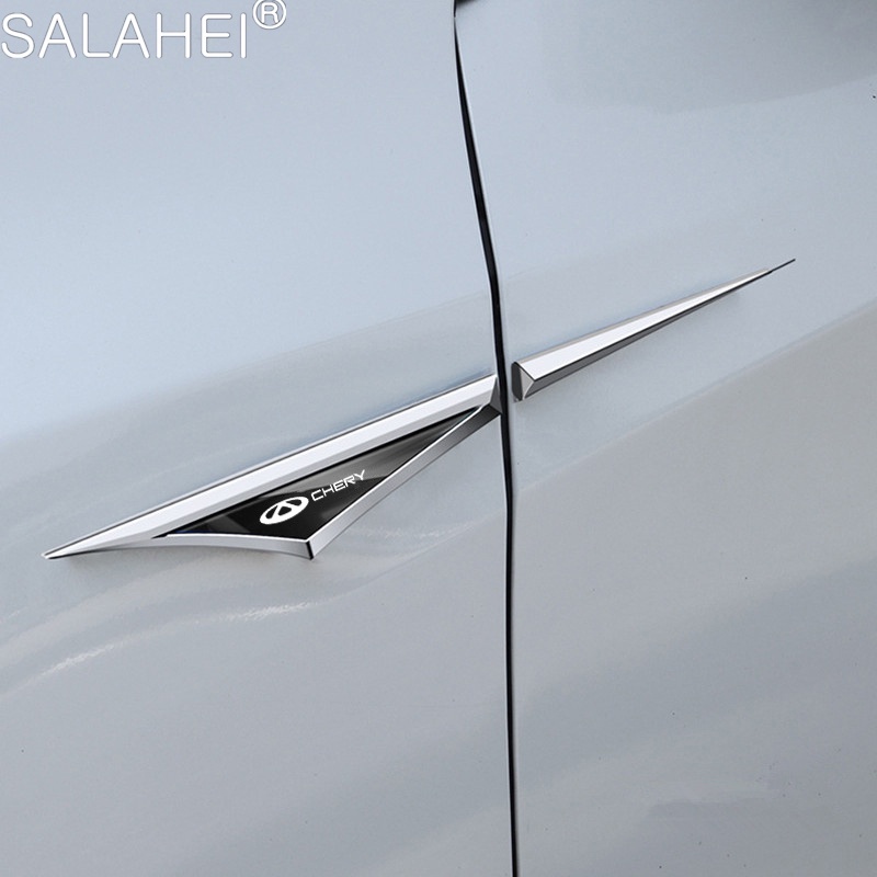 Fender 2 Peças Para Chery Tiggo 2 3 4 5 6 7 3X 5X Pro T11 Amuleto 3D Metal Carro Logotipo Do Pára-Lamas Autocolantes Decoração Lateral Da Carroceria Faca De Liga De Zinco Autocolante