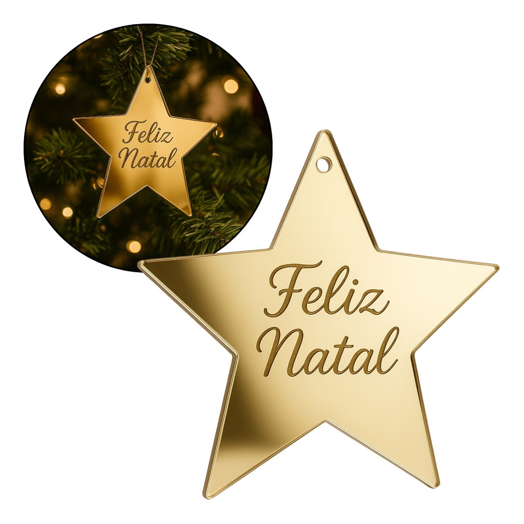 Aplique 20 Pçs Estrela Feliz Natal 4cm Tag Árvore Presente Decoração Brilho Premium