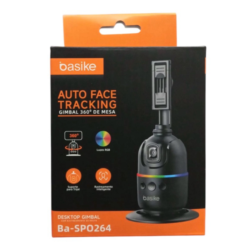 Auto Face Tracking Gimbal 360° de Mesa – Tripé – BA-SPO264 – Basike - Lapela - Microfone sem fio