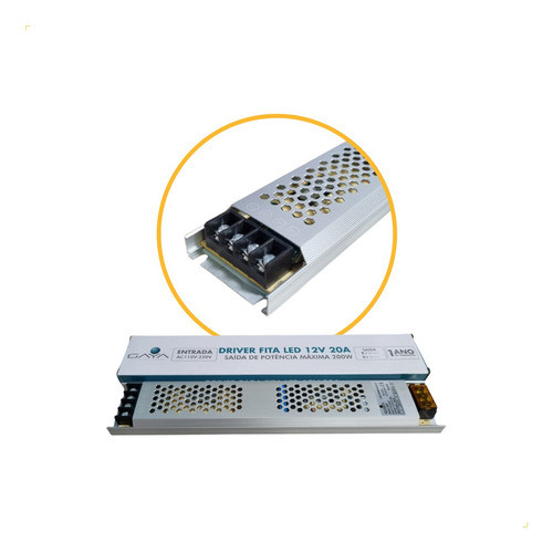 Fonte Driver Chaveada Slim P/ Fita Led 12v 20a 200w Gaya