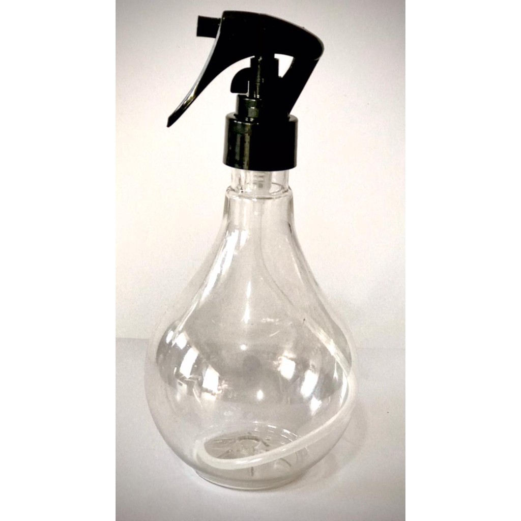 Frasco transparente de 300ml com mini gatilho preto c/trava borrifador spray