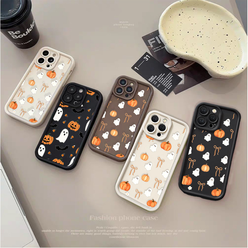 Bonito Arco Halloween Fantasma Padrão Caso Para Samsung Galaxy S25 S26 Ultra S24 S23 Plus S22 FE S26FE Silicone Macio À