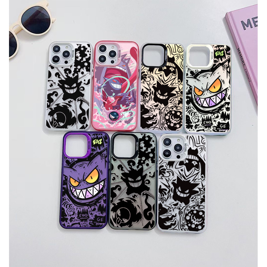 Anime Gengar Caixa De Telefone Para Samsung Galaxy S26 Ultra S25 S24 Plus S26FE S25FE Capa Fosca IMD Prata Laser Duro