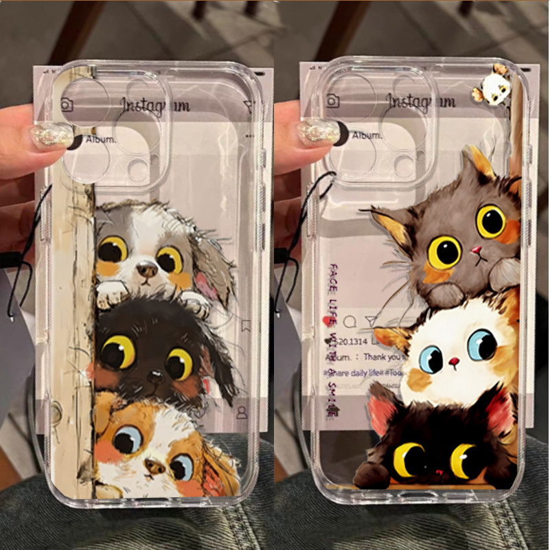 Engraçado Bonito Dos Desenhos Animados Gatos Filhote De Cachorro Caso Para Samsung Galaxy S26 Ultra S25 S24 Plus S26FE S