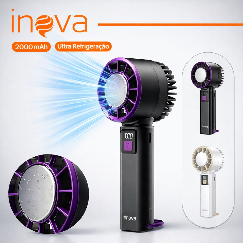 Ventilador Portátil Inova Dobrável Digital 100 Velocidades 2000mah