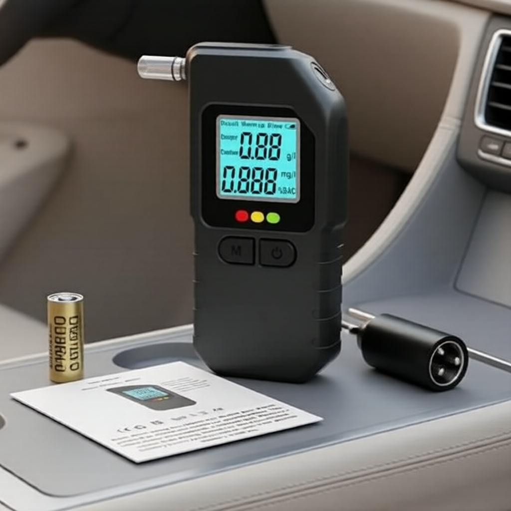 Bafômetro Pessoal Compacto com Display Digital & 5 Bocais – Teste de Álcool Portátil Preciso para Dirigir e Eventos