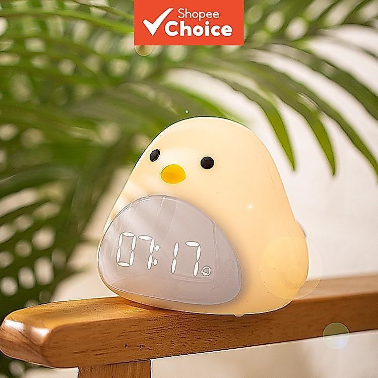 Relógio-Luz Noturna Time Bird: Despertador criativo portátil com display digital LED suave e claro, brilho ajustável,