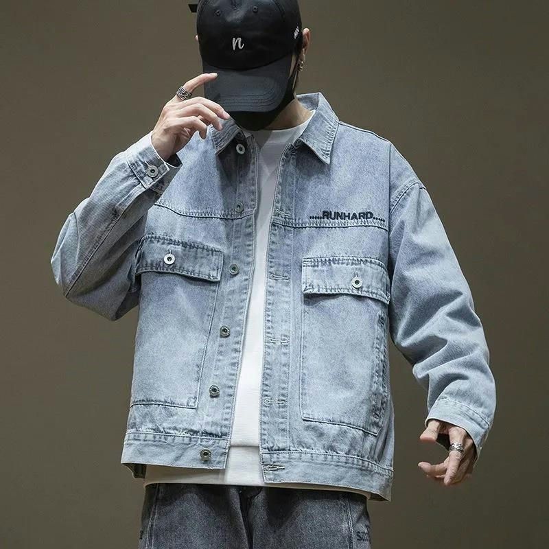 ❤❤ American Tooling Denim Jacket Masculino 2025 Primavera Outono Trendy High Street Wash Solto Casual All-Match Jacket ❤