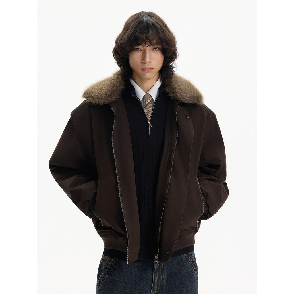 BLAEXIT American Brown Fur Collar Baen Style Tooling Parker Down Jacket Jaqueta masculina de inverno espessada e quente