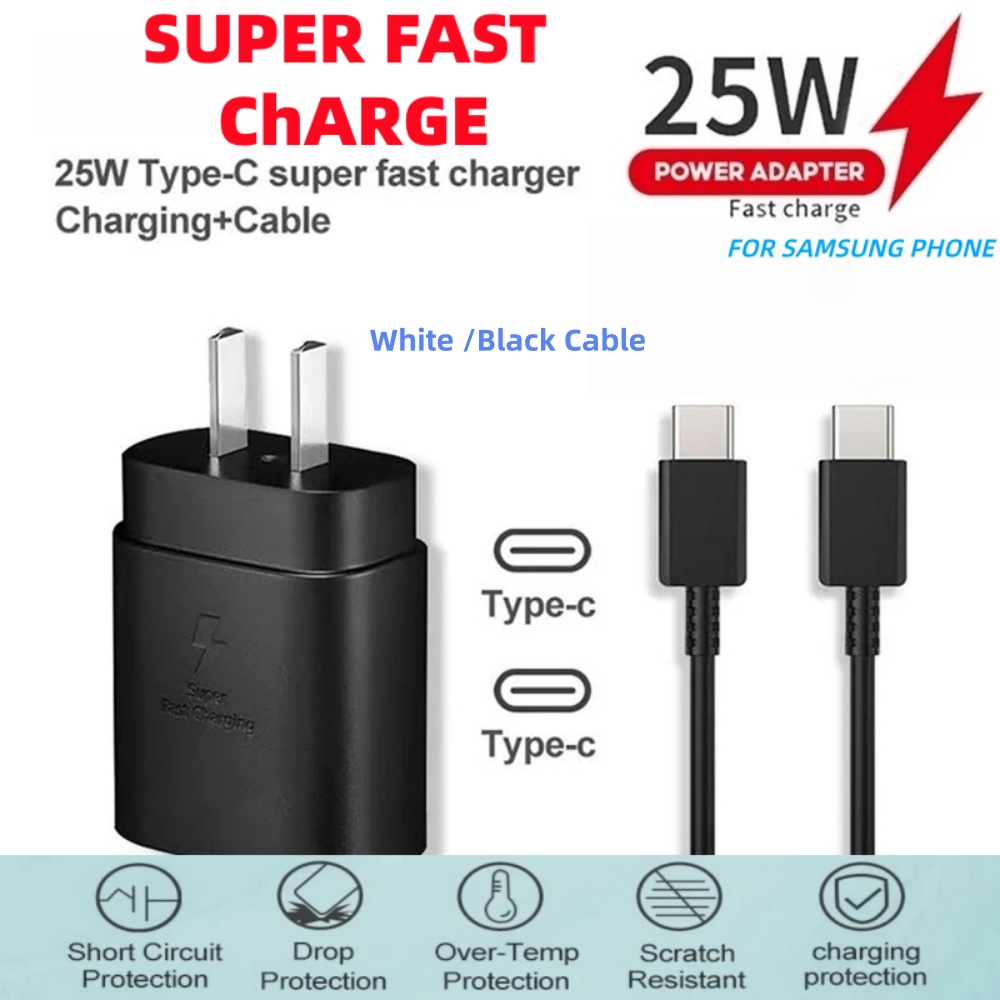 Carregador Super Rápido 25W 45W 65W com Cabo de Carregamento Tipo C Compatível com Samsung S20/21/22 A70/71/80