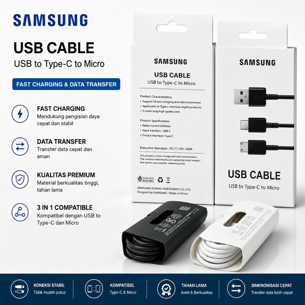 Cabo De Dados USB Tipo C De Carregamento Rápido SAMSUNG 65W 45W 25W