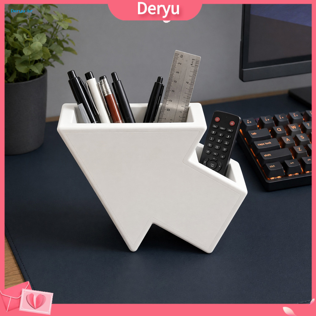 Office Desk Organizer Accessory 3d Printed Arrow with 2 Compartments – Remote Control Pen Holder Stylish Shape Decorat