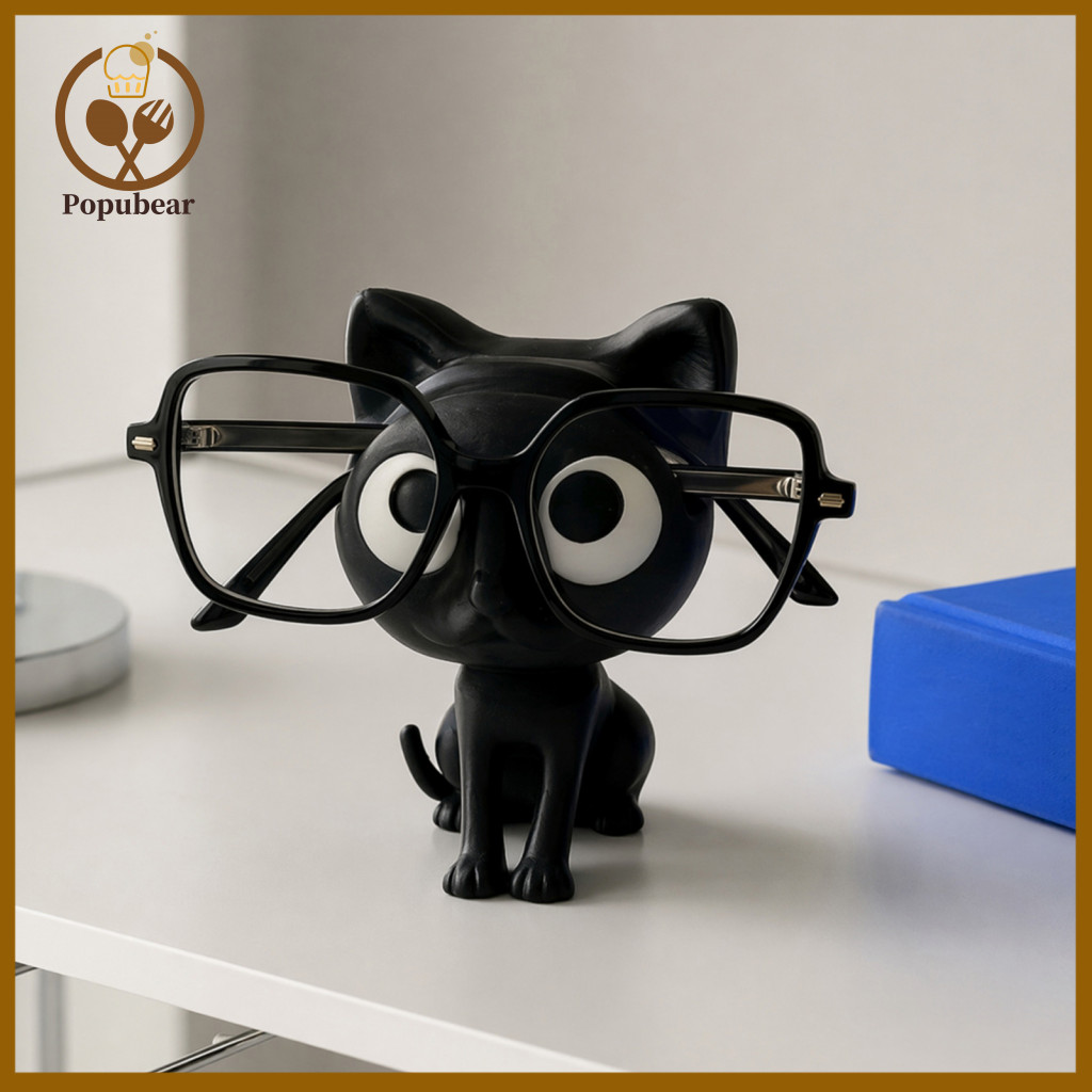 Carved Glasses Organizer 3d Printed Cat Eyeglasses Holder Stand – Cute Display Rack for Desk Dresser Bedroom Counterto
