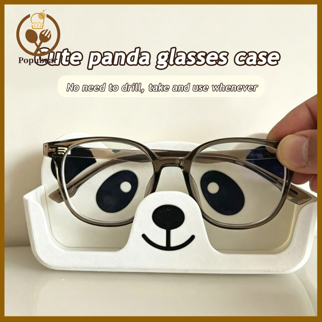 One-piece Molded Glasses Case Storage Box 3d Printed Panda Holder – Cute Cartoon Eyewear Stand for Desk Nightstand Non