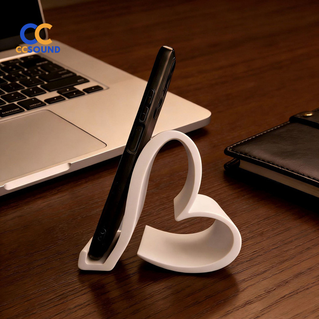 Unique Gift for Valentine Day Phone Stand for Desk 2pcs 3d Printed Love Heart Holders – Cute Shape Mobile Stands for O