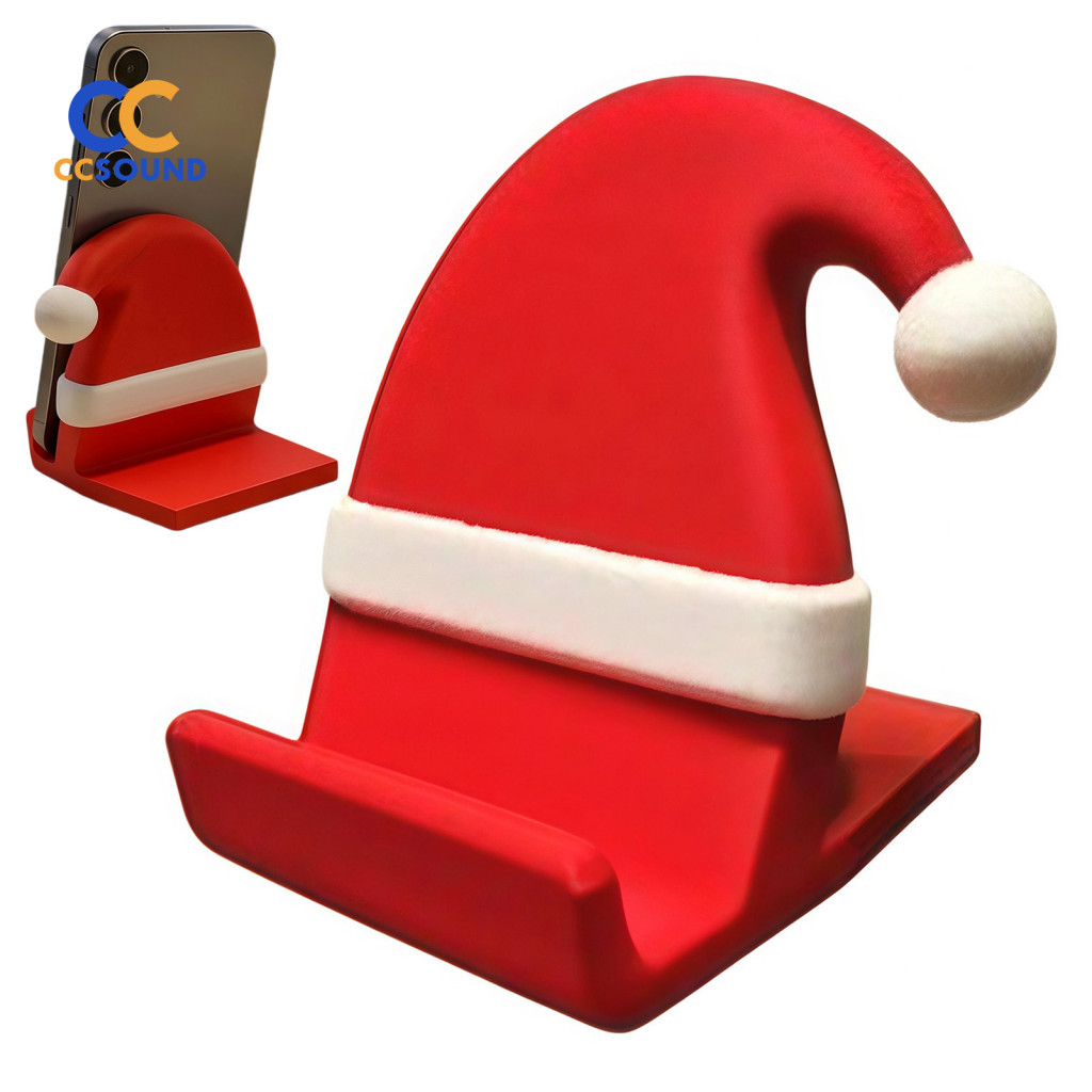 Desktop Mobile Phone Holder Christmas Cell Stand 3d Printed Santa Hat – Festive Desk Sturdy Dock Perfect for Southeast
