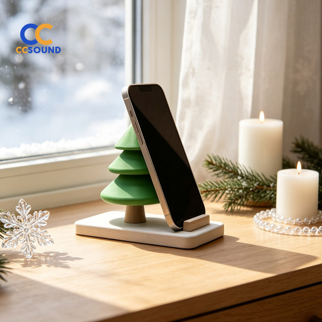 Holiday Gift for Friends Christmas Tree Phone Stand 3d Printed – Festive Desk Holder for Cell Desktop Decor for Home O