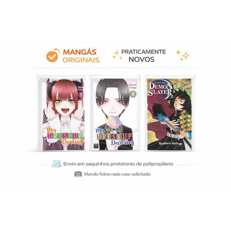 Mangás My Dress up Darling Vol. 8 (PT-BR) / Demon Slayer Vol. 5 – Estado de Novo