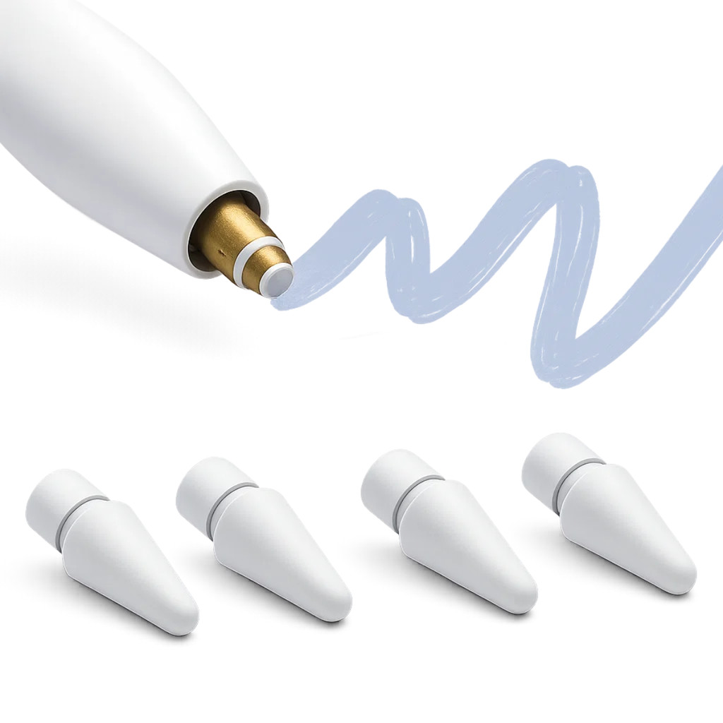 Kit 4 Ponta de Caneta Reposição Compatível Apple Pencil 1 E 2 Geração Ipad Mini Air Pro