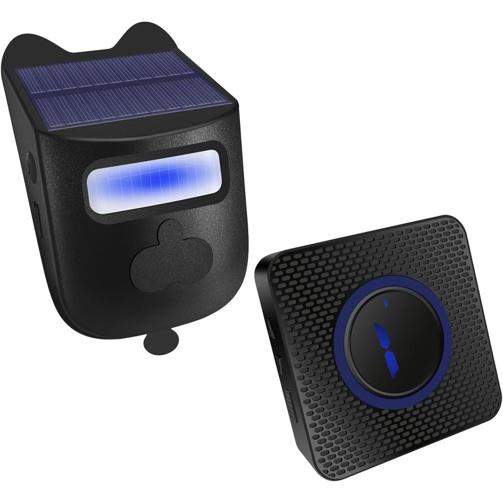 Solar-Powered Driveway Alert System - Wireless Motion Sensor Doorbell with Weatherproof Design for Home and Business Sec