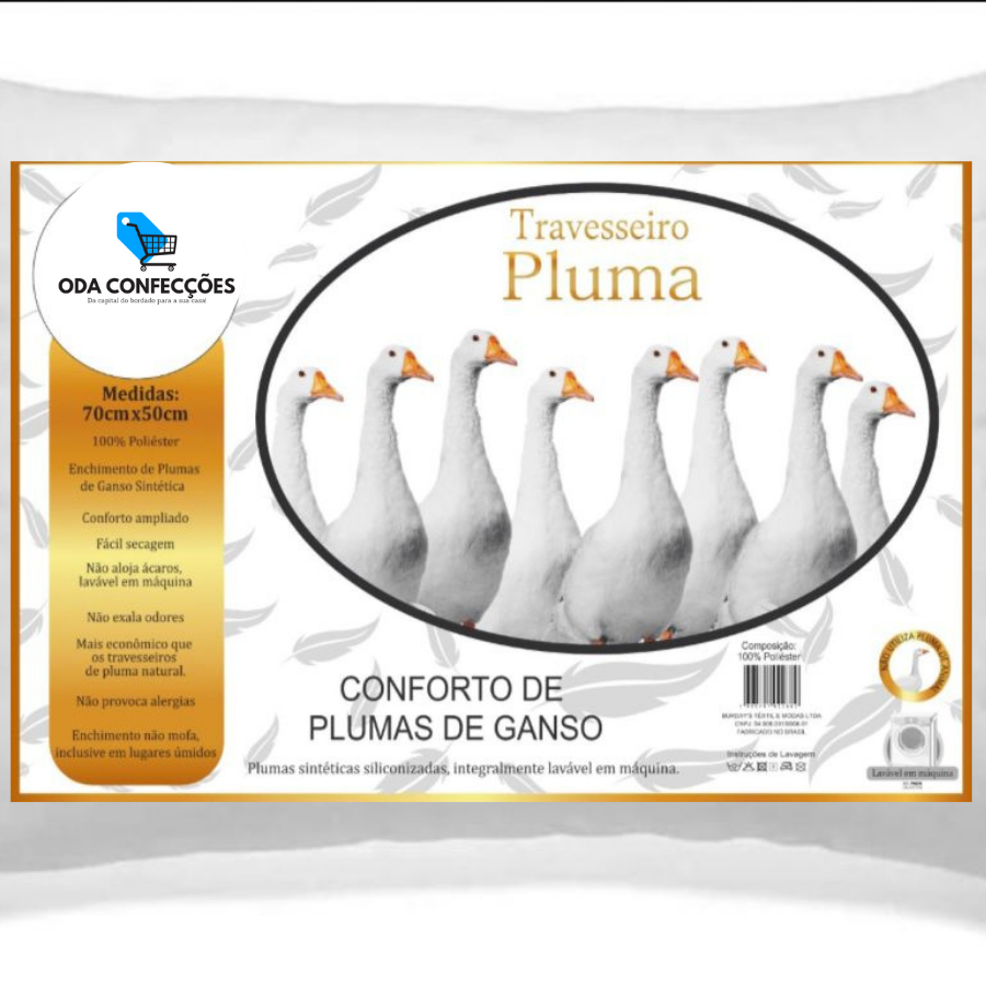 Traveseiro pluma de ganso 70x50 tecido 400 fios luxuoso levemente aveudado preço baixo