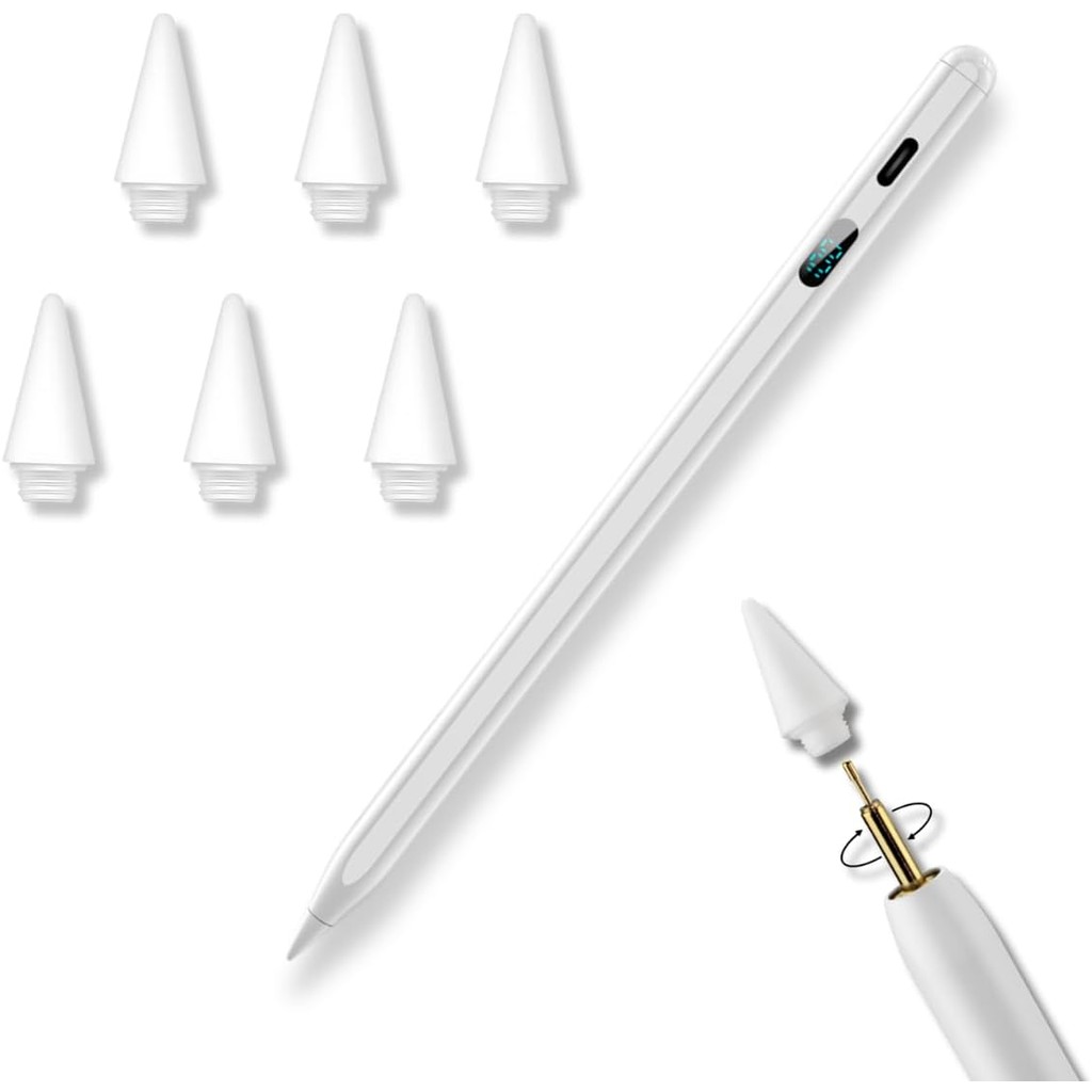 Kit Caneta Touch Dual Shock Palm Rejection para iPad com Visor de Bateria + 6 Ponteiras - Gshield