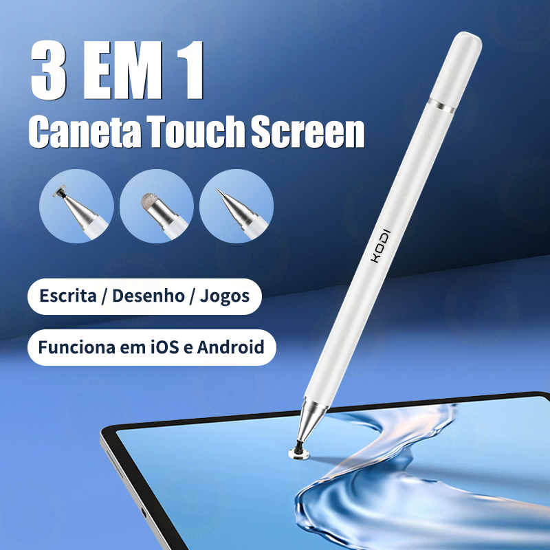 Caneta Stylus Touch 3 EM 1 p/ iPad Android iPhone Tablet Alta Precisão rejeição da palma da mão K1
