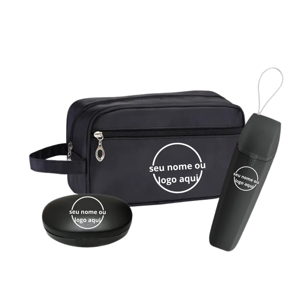 Kit Necessaire Bolsa Estojo Saboneteira Porta Escova Seu Nome Logo personalizado