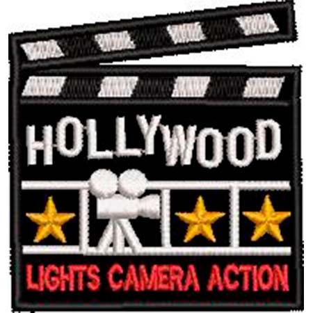 Patch Bordado Logo Hollywood 6x6,5 cm Cód.6153 - Indicado para Mochilão, Viagem, Turismo