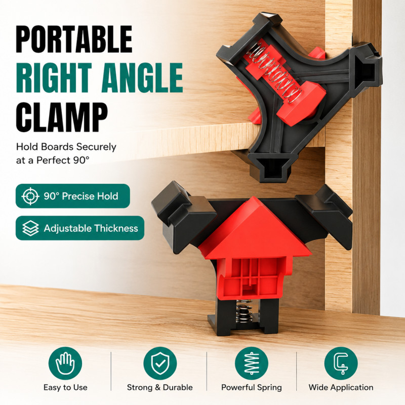 Woodworking 90° Right Angle Clamp Set Heavy Duty Spring Corner Clamp for Cabinet Picture Frame