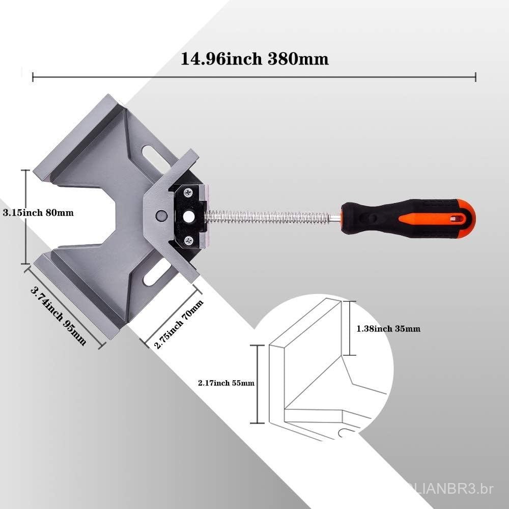 4pcs Corner Clamp - Right Angle 90 Degree Wood Clamps For Woodworking, With Adjustable Swing Jaw Aluminum Alloy Frame, F