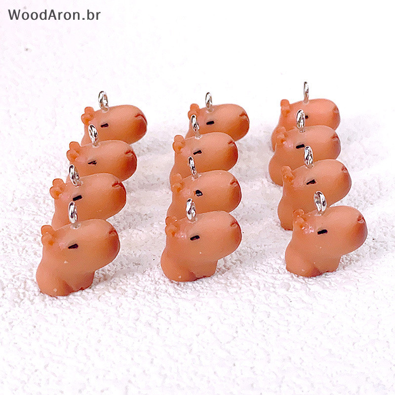 WoodAron 2/10pcs Artesanato De Bricolage Para Jóias Brincos Faça Kawaii Mini 3D Capybara Resina Ch Lovely Lazy Cavy Anim