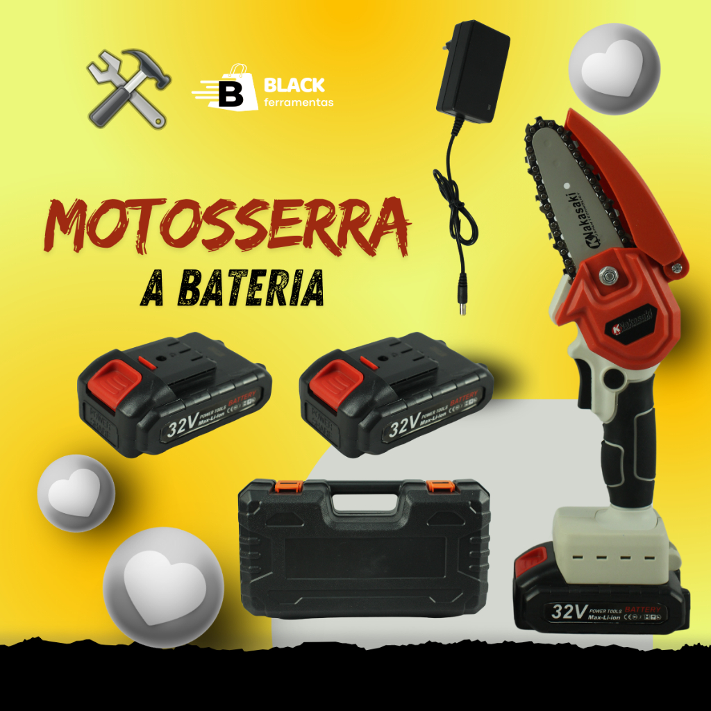 MOTOSSERRA ELETRICA MINI SERRA A BATERIA COM MALETA E 2 BATERIAS 36V