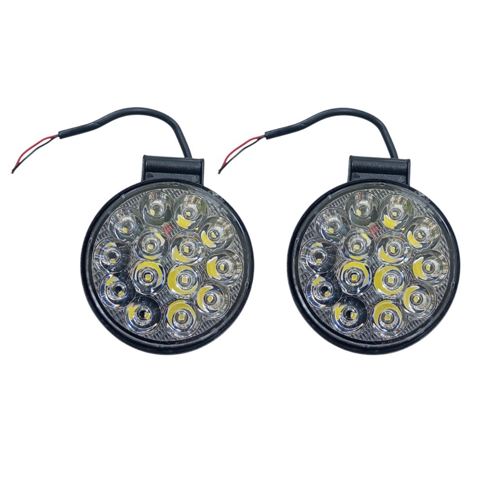 2 Farol Redondo 14 Leds Milha 9v-36v 3030 14w Mini Universal Transparente