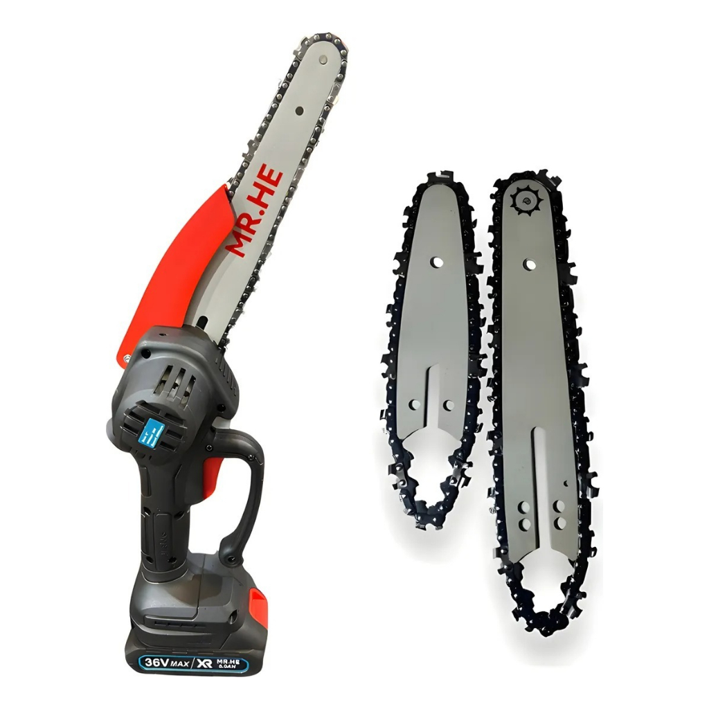 Mini Motosserra Elétrica 36v 2 Baterias Maleta Profissional Preto