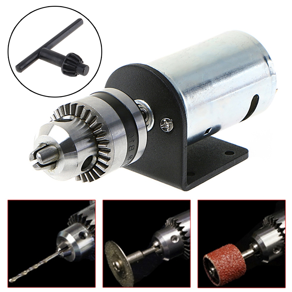 12-36V 555 Motor Furadeira De Bancada Mini Manual Gadgets De Lixamento Com Mandril B10 De 0.6-6 Mm E Suporte De Montagem