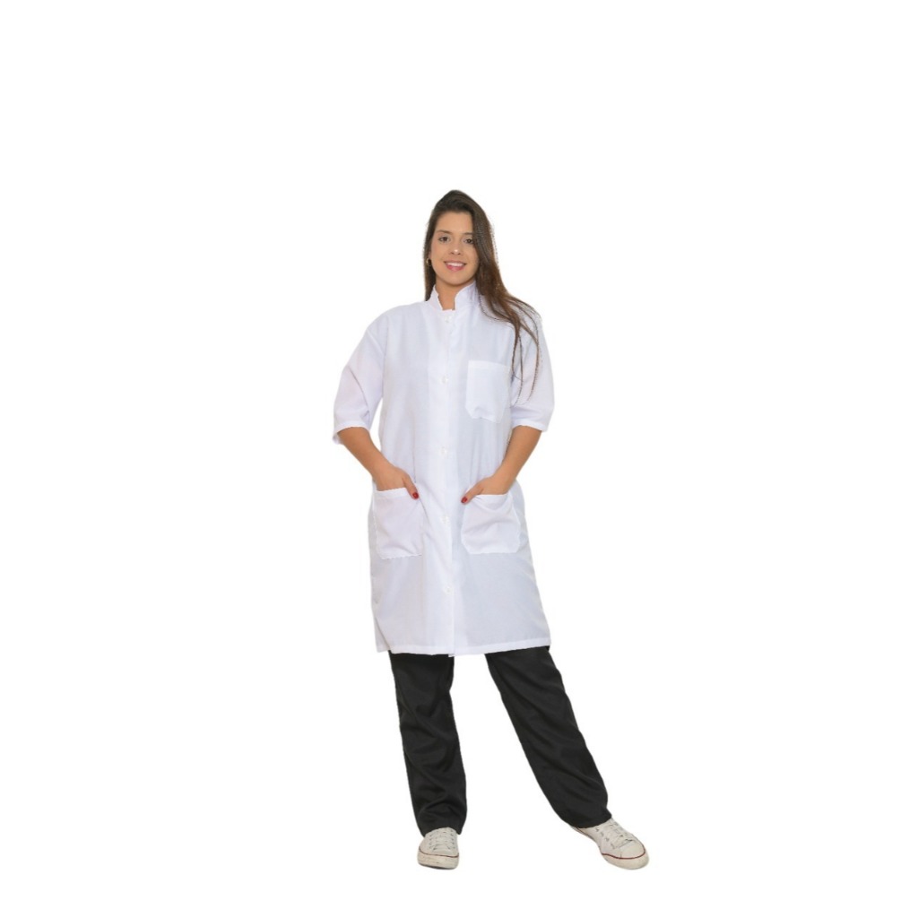 Jaleco avental Médica manga curta com Ziper Enfermeira dentista Feminino Diversas Cores Uniformes 16