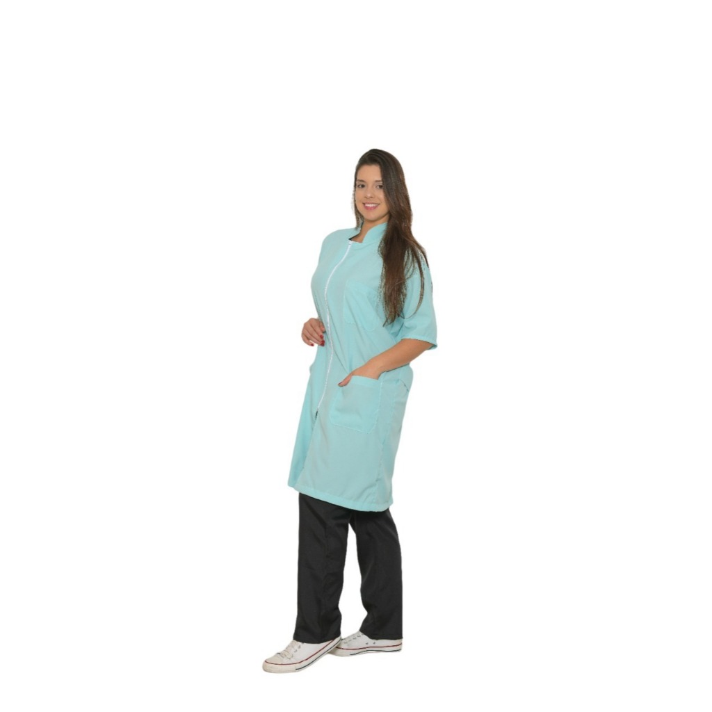Jaleco Trabalho Feminino Zíper Manga Curta Oxford Medica Enfermagem Qualidade 100% 16
