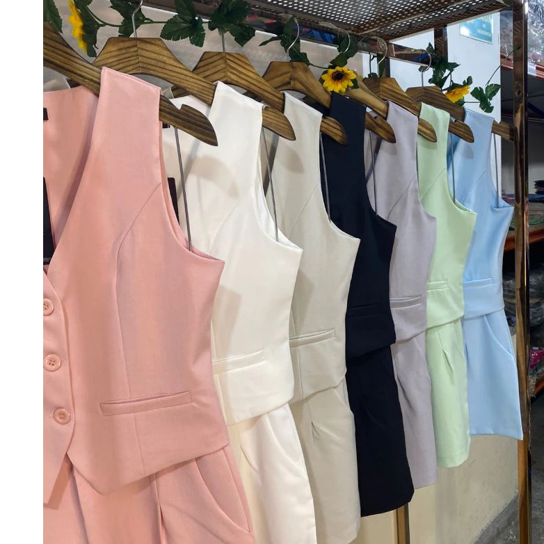 Colete Alfaiataria + SHORT Elegante Conjunto Social Feminino 112