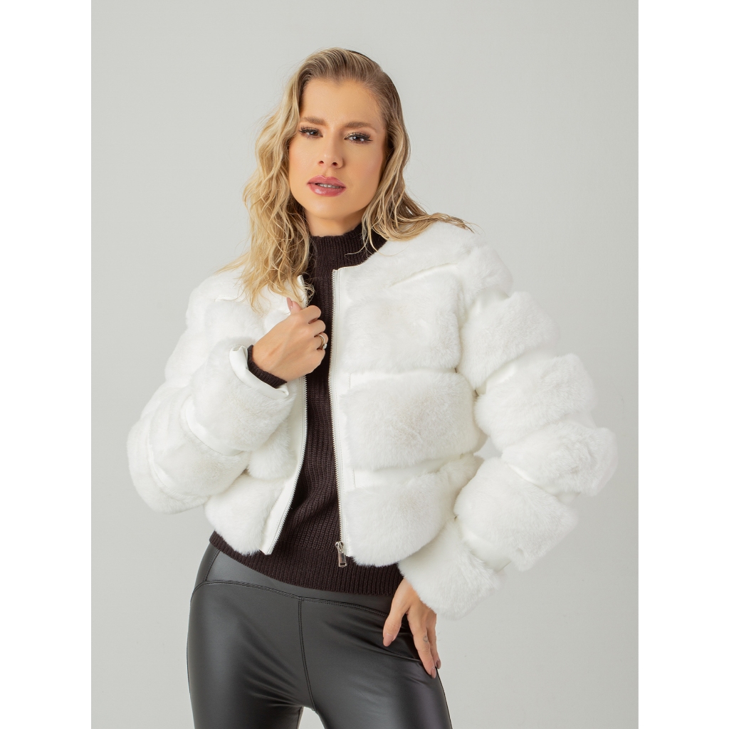 SUSIE JAQUETA PUFFER CURTA PELÚCIA INVERNO
