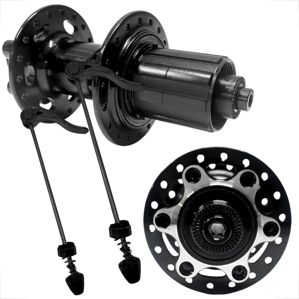 Par Cubos Alumínio 36 Furos K7 Freehub HG para Disco Rolamentado MTB/Speed Preto