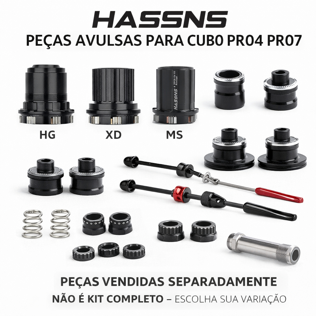 Peças Avulsas Cubo HASSNS PRO4 PRO7 Freehub HG XD MS Eixo QR Tampas Molas Catracas MTB Reposição Bicicleta