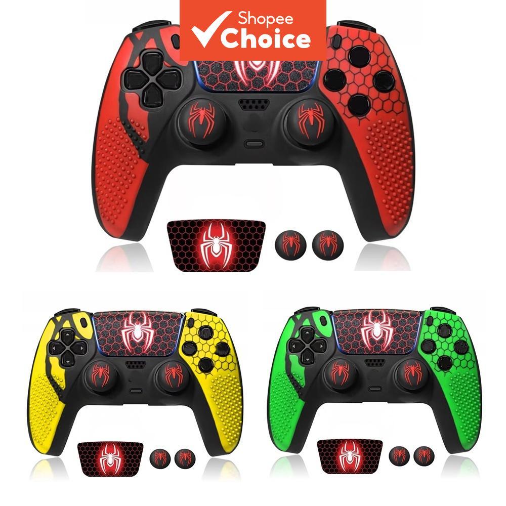 Capa de Silicone Antiderrapante para Controle PS5, Capa de Borracha com Grip para Polegar e Adesivo para Touchpad
