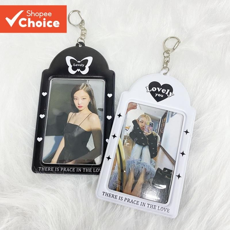Porta-Cartões Fotográficos 2R 3 Polegadas Lomo Card Para Kpop Blackpink Cortis IVE Capa Transparente De PVC Com Corrente