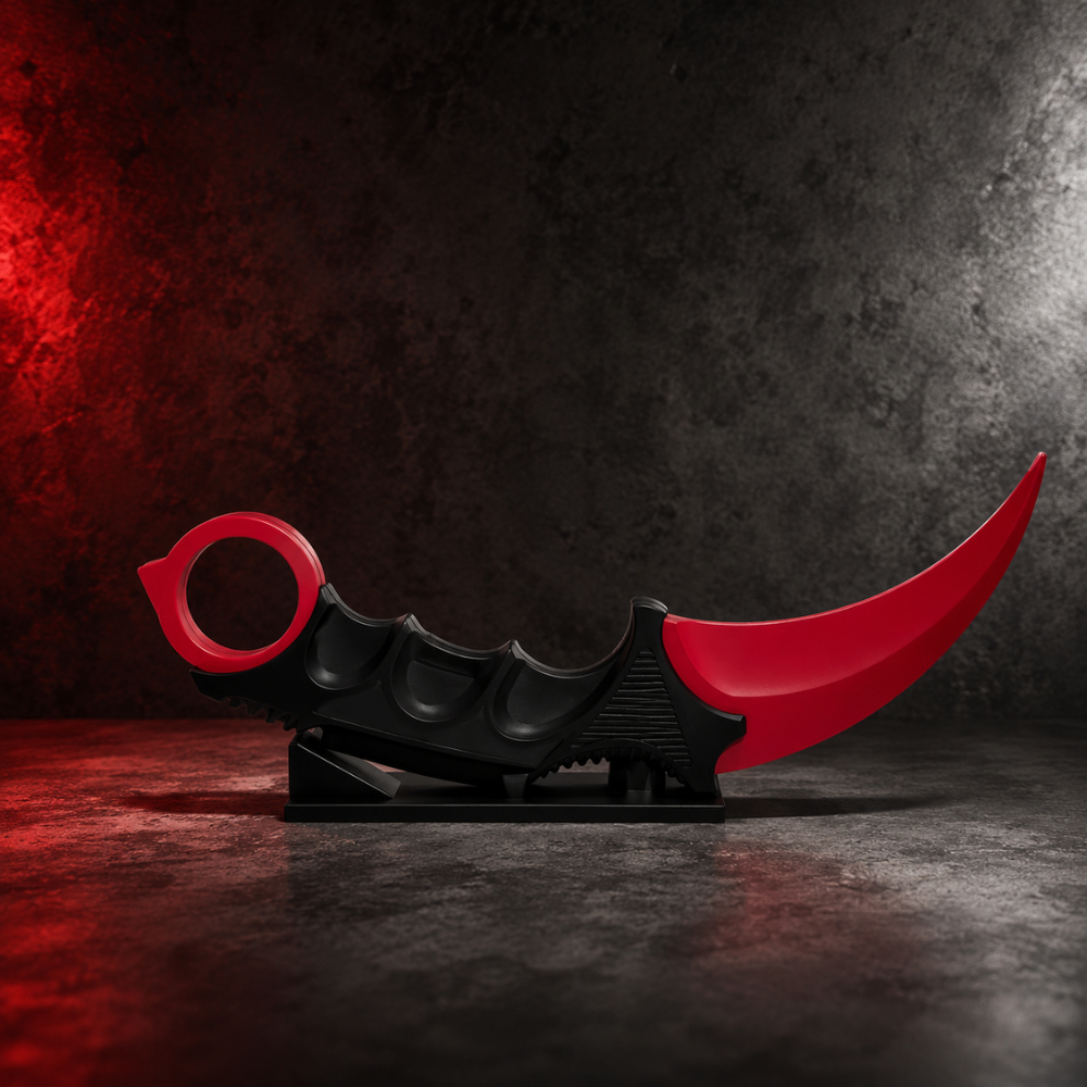 Faca Karambit CS2 Decorativa 22cm + Suporte | Réplica Gamer Impressão 3D para Cosplay