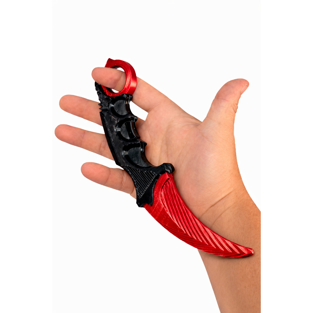 Faca Karambit Gamer – 20cm para Decoração e Coleção cs2 Vermelha