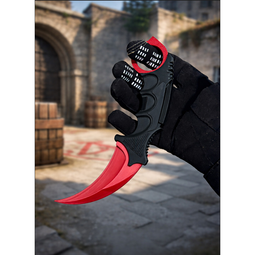 Faca Karambit CS2 Réplica Decorativa Impressão 3D - Gamer Cosplay 22cm Realista Artigo Gamer Setup