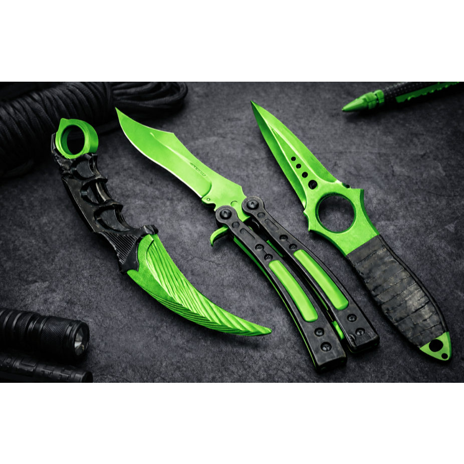 Kit CSGO CS2 Decoração Facas Premium Karambit Skeleton Butterfly Cores Vibrantes